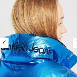 Calvin Klein Jeans Shiny Blue Kids Puffer Jacket